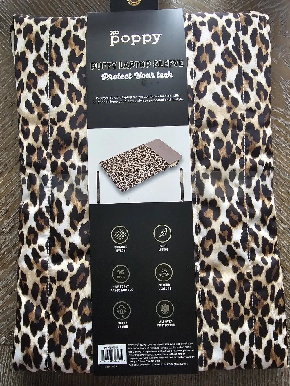 Poppy Puffy Leopard Laptop Sleeve Up To 16